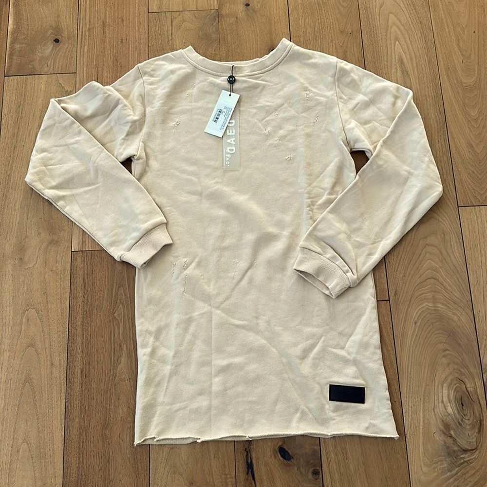 DEADSTUDIOS RAW LONG SWEATER BEIGE XS NEW W/ TAGS